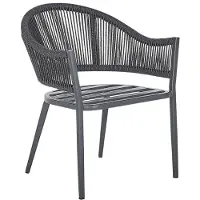 Beliani Gartenstuhl 2er Set Grau Aluminium mit Armlehnen Auflagen Flechtseil Terrasse Balkon Outdoor Möbel