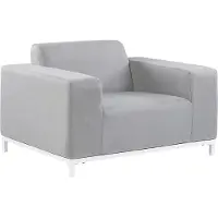 Beliani Gartensessel 2er Set Hellgrau Stoffbezug mit Weissem Metallgestell Modern Möbel Outdoor Indoor Garten Terrasse Balkon Ausstattung Sitzmöbel