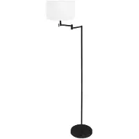 Steinhauer Stehlampe - schwarz - Bella - metall textil - Ø 45cm - E27 - 3888ZW -