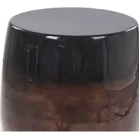 Beliani Beistelltisch Goldbraun und Schwarz Metall Glänzend Hoch Rund 26cm Trommelform Fassform Farbverlauf Modern Couchtisch für Pflanzen Wohnzimmer