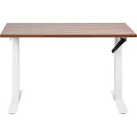 Beliani Schreibtisch Braun & Weiß Melamin 120x72cm Manuell Höhenverstellbar Rechteckig mit Kurbel Metallgestell Modern Büro Steh-Sitz-Tisch Stehtisch