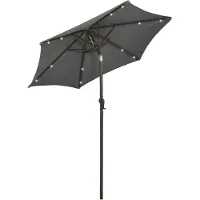 The Living Store Sonnenschirm mit LED-Leuchten Anthrazit 200x211 cm Aluminium