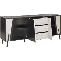 Beliani Sideboard Betonoptik Schwarz Spanplatte Pulverbeschichtetes Metall 75 x 177 x 40 cm Modern Drei Schubladen Viel Stauraum Wohnzimmer
