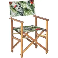 Beliani Gartenstühle 2er Set Hellbraunes Akazienholz mit Wechselbarem Bezug Grau / Bunt Zusammenklappbar Tukanmuster Outdoor Gartenzubehör