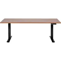 Beliani Schreibtisch Braun/Schwarz Melamin 180x80cm Elektrisch Höhenverstellbar Rechteckig mit USB Metallgestell Modern Büro Steh-Sitz-Tisch Stehtisch