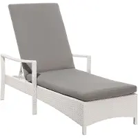 Beliani Gartenliege weiß/grau Rattan inkl. Auflage verstellbar