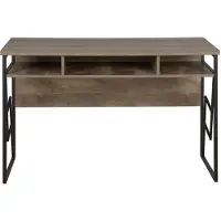 Beliani Schreibtisch Braun 120 x 60 cm Drei praktische Fächer Industrieller Stil