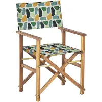 Beliani Gartenstühle 2er Set Helles Akazienholz mit Wechselbaren Stoffbezügen Grau und Bunt Fleckenmotiv Zusammenklappbar Outdoor Gartenzubehör