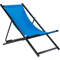Beliani Liegestuhl Schwarz Aluminium Mesh Blau Faltbar Klappbar Verstellbar Modern Garten Terrasse Outdoor Balkon Möbel Ausstattung
