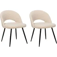 Beliani Esszimmerstuhl 2er Set Beige Bouclé Stoffbezug mit Schwarzen Beinen aus Metall Modern Wohnzimmer Esszimmer Küche Ausstattung Möbel
