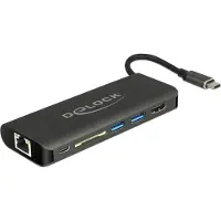 DeLOCK 87721, USB 3.2 Gen 1 (3.1 Gen 1) Type-A, Schwarz, MMC, SD, SDHC, SDXC, HDMI, USB 3.2 Gen 1 (3.1 Gen 1) Type-A, USB 3.2 Gen 1 (3.1 Gen 1) Type-C, USB, 60 W