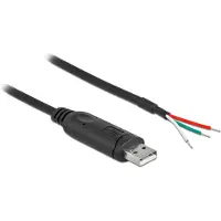 DeLOCK Adapterkabel USB 2.0 Typ-A zu seriell RS-232 mit 3 offenen Kabelenden 2 m, Schwarz, 2 m, USB 2.0, RS-232, Männlich, Gerade
