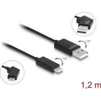DeLOCK USB 2.0 Kabel Typ-A Stecker zu USB Type-C Stecker drehbar mit Schnellladefunktion 60 W 1,2 m, 1,2 m, USB A, USB C, USB 2.0, 0,48 Gbit/s, Schwarz