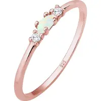 Elli Silberring "Ring Opal Marquise und Zirkonia 925 Sterling Silber" Gr. 52, rosa (rosegold), Fingerringe, Damen, 52, Silber 925 (Sterlingsilber), Silberring