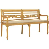 vidaXL Batavia-Bank mit Beigem Kissen 150 cm Massivholz Teak