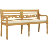 vidaXL Batavia-Bank mit Creme Kissen 150 cm Massivholz Teak