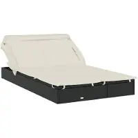 vidaXL 2-Personen-Sonnenliege mit Dach Schwarz 213x118x97 Poly Rattan