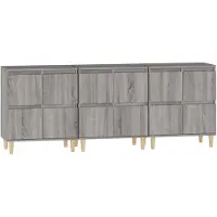 vidaXL Sideboards 3 Stk. Grau Sonoma 60x35x70 cm Holzwerkstoff