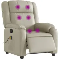 vidaXL Massagesessel Elektrisch Creme Kunstleder