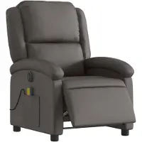 vidaXL Massagesessel Elektrisch Grau Echtleder