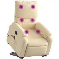 vidaXL Massagesessel mit Aufstehhilfe Creme Stoff