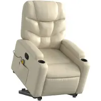 vidaXL Massagesessel mit Aufstehhilfe Creme Kunstleder
