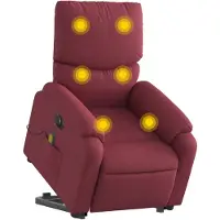 vidaXL Elektrischer Massagesessel mit Aufstehhilfe Weinrot Stoff