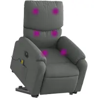 vidaXL Elektrischer Massagesessel mit Aufstehhilfe Dunkelgrau Stoff