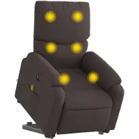 vidaXL Elektrischer Massagesessel mit Aufstehhilfe Dunkelbraun Stoff