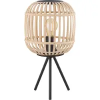 Eglo Tischleuchte Bordesley mit Holzschirm