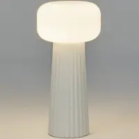 Mantra-Iluminacion Tischleuchte Faro, Glas, Kunststoff, E27-Fassung, weiß