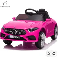 Vrooomy Mercedes-Benz CLS350 Kinder Elektroauto 12V – Offiziell lizenziert (1–5 Jahre) mit Fernbedienung, EVA-Reifen, Ledersitz & MP3 – Kinder Elektrofahrzeug Rosa