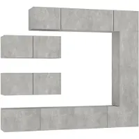 The Living Store 7-tlg. TV-Schrank-Set Betongrau Holzwerkstoff
