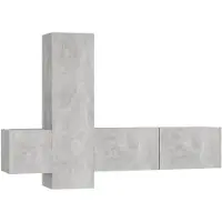 The Living Store 3-tlg. TV-Schrank-Set Betongrau Holzwerkstoff