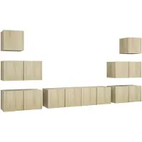 The Living Store 8-tlg. TV-Schrank-Set Sonoma-Eiche Holzwerkstoff