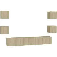 The Living Store 7-tlg. TV-Schrank-Set Sonoma-Eiche Holzwerkstoff