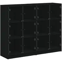 DKD Home Decor Bücherregal mit Türen Schwarz 136x37x109 cm Holzwerkstoff