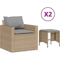 vidaXL 4-tlg. Garten-Sofagarnitur mit Kissen Beige Poly Rattan