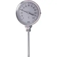 Wika 0 bis +250°C Bimetall-Industriethermometer aus Edelstahl 100mm Gehäuse 160mm Schaftboden