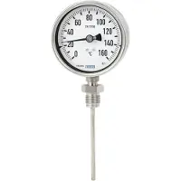 Wika +50 bis +450°C Petrochemisches Bimetall-Thermometer aus Edelstahl 63mm Gehäuse 100mm Schaftunterteil
