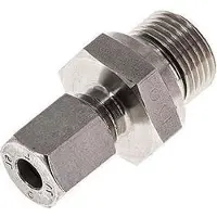 Tameson G 3/8'' Außengewinde x 14S Edelstahl-Kompressionsverschraubung mit FKM-Dichtung 630 bar DIN 2353