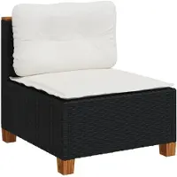 vidaXL Gartensofa ohne Armlehnen mit Kissen Schwarz Poly Rattan
