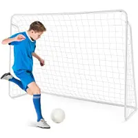 Costway Fußballtor, Fussballtor wetterfest mit Netz & robustem Rahmen, Fußball Tore, Torwand 215 x 152 x 76 cm, für Freizeit & Training
