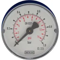 Wika 0..1 Bar (0..15 psi) Druck Manometer hinten Kunststoff / Messing 63 mm Klasse 2.5