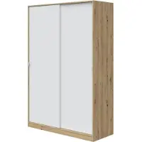 CALICOSY - Schrank mit 2 Schiebetüren, Holzoptik und Weiß H200 cm - ELI