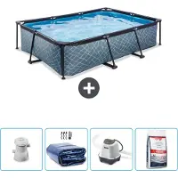 OEM Rechteckiges Solarbeheiztes Schwimmbecken mit Pumpe - 300 x 200 x 65 cm - inkl. Solarabdeckung - Salzwassersystem - Schwimmbecken-Salz - Jetzt besonders günstig