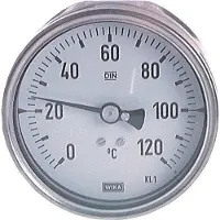 Wika +10 bis +70°C Petrochemisches Bimetall-Thermometer aus Edelstahl 63mm Gehäuse 63mm Spindel hinten