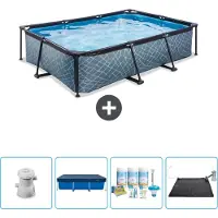 OEM Rechteckiges Schwimmbecken-Frame - 300 x 200 x 65 cm - inkl. Pumpe Abdeckung - Wartungspaket - Solar-Matte - Jetzt besonders günstig