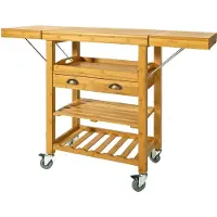 OEM Mara Klappbarer Küchenwagen – Aufbewahrungswagen – Küchenschrank – 2 Schubladen – Bambus – 65 x 40 x 92 cm