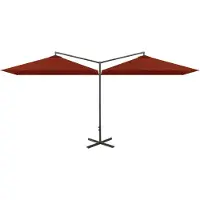 The Living Store Doppel-Sonnenschirm mit Stahlmast Terracotta-Rot 600x300 cm